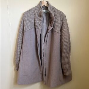 Women's Tan Knit Sleeve Coat